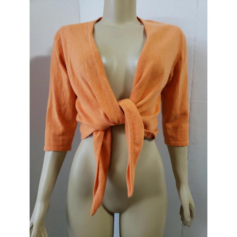 Caruso Collection Ravello Cropped Women's Orange Sweater Open Cardigan IT48/US12